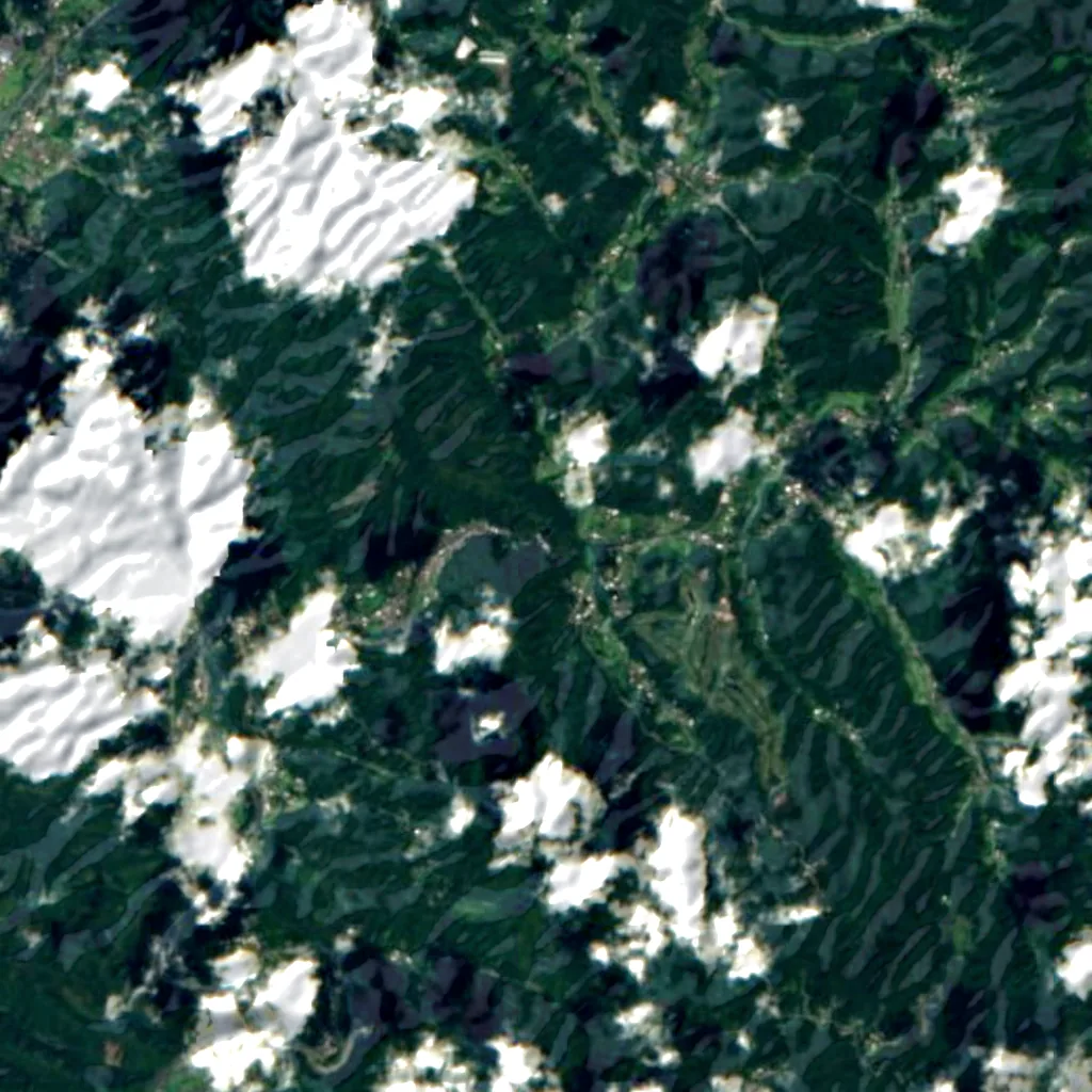 Fukuroda Falls seen from above (Sentinel-2)
