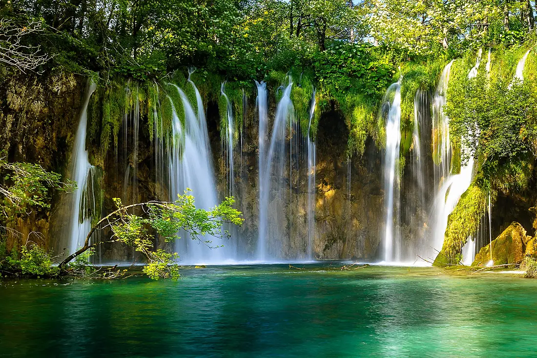 Beautiful waterfall in Plitvice Lakes