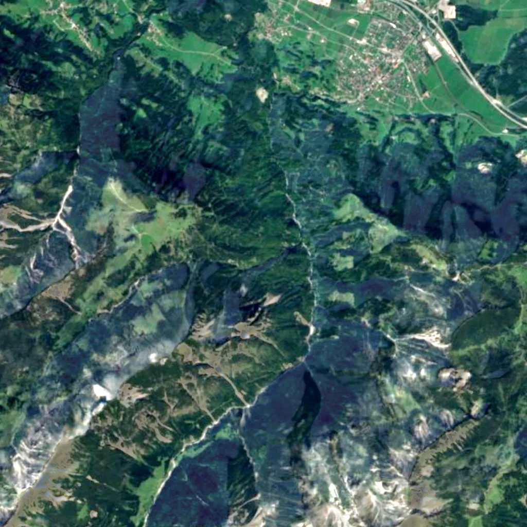 Gampfall seen from above (Sentinel-2)
