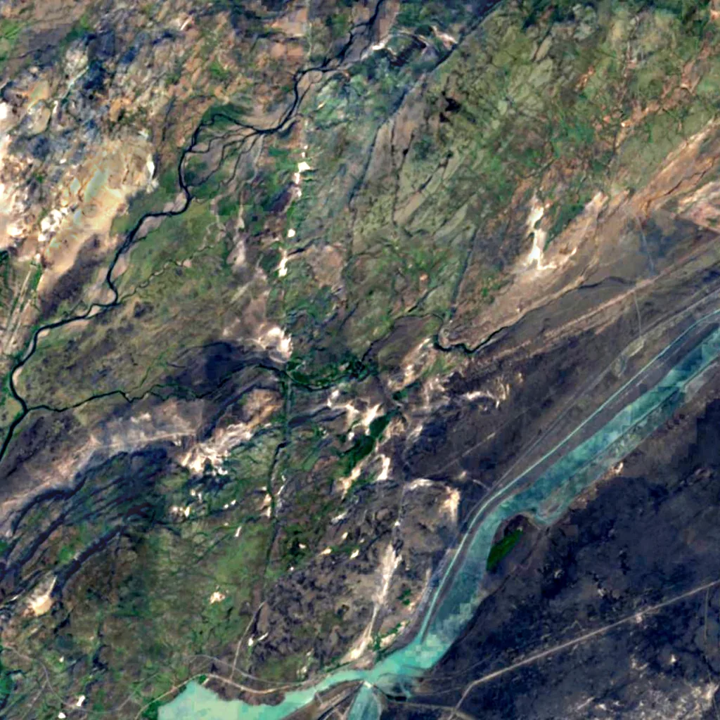 Gjárfoss seen from above (Sentinel-2)