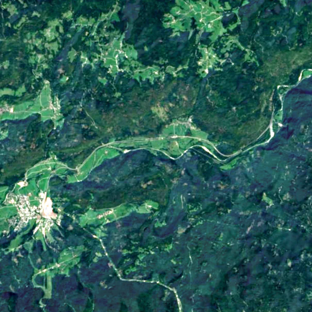 Grmečica waterfalls seen from above (Sentinel-2)