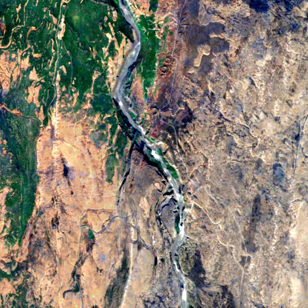 Hafragilsfoss seen from above (Sentinel-2)