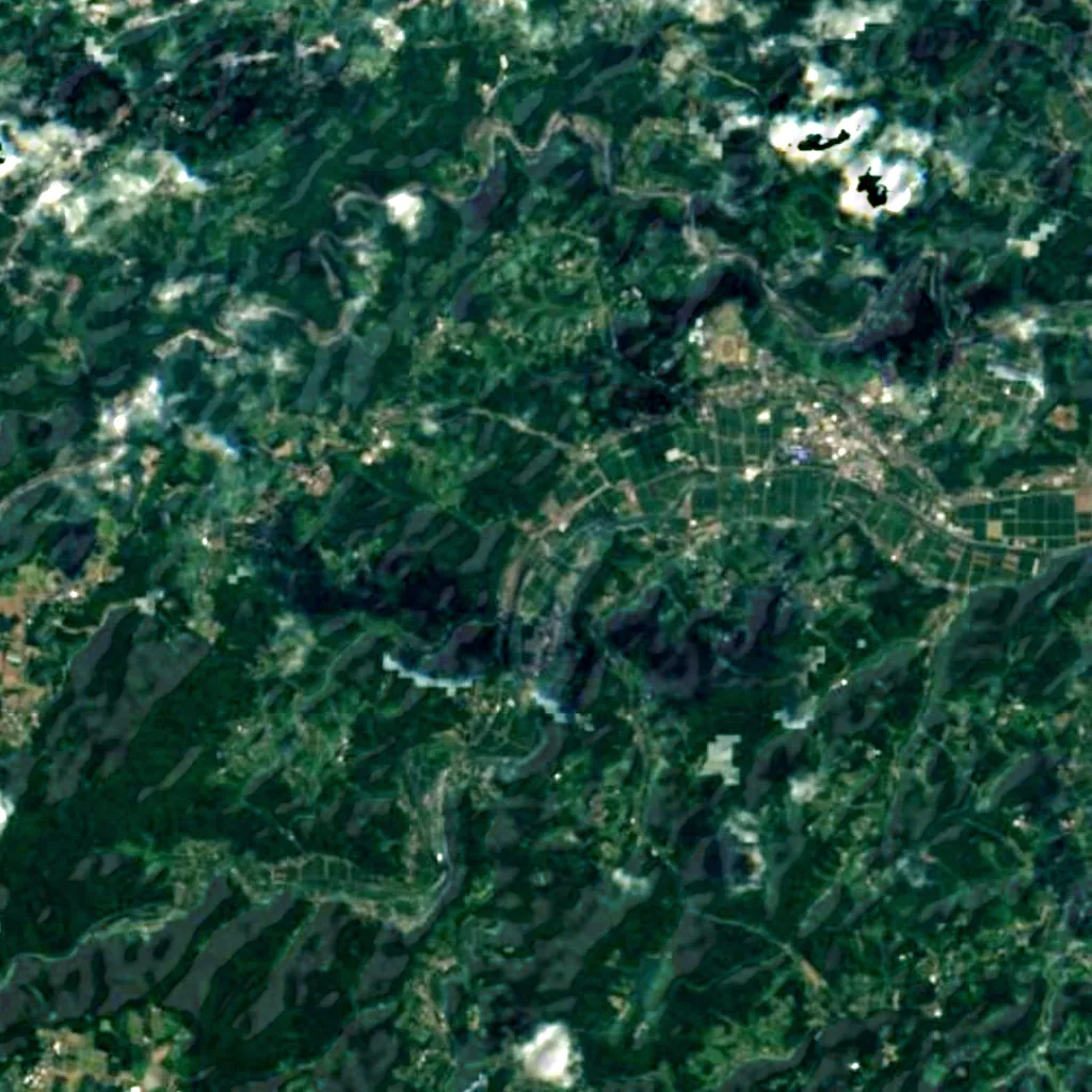 Harajiri Falls seen from above (Sentinel-2)