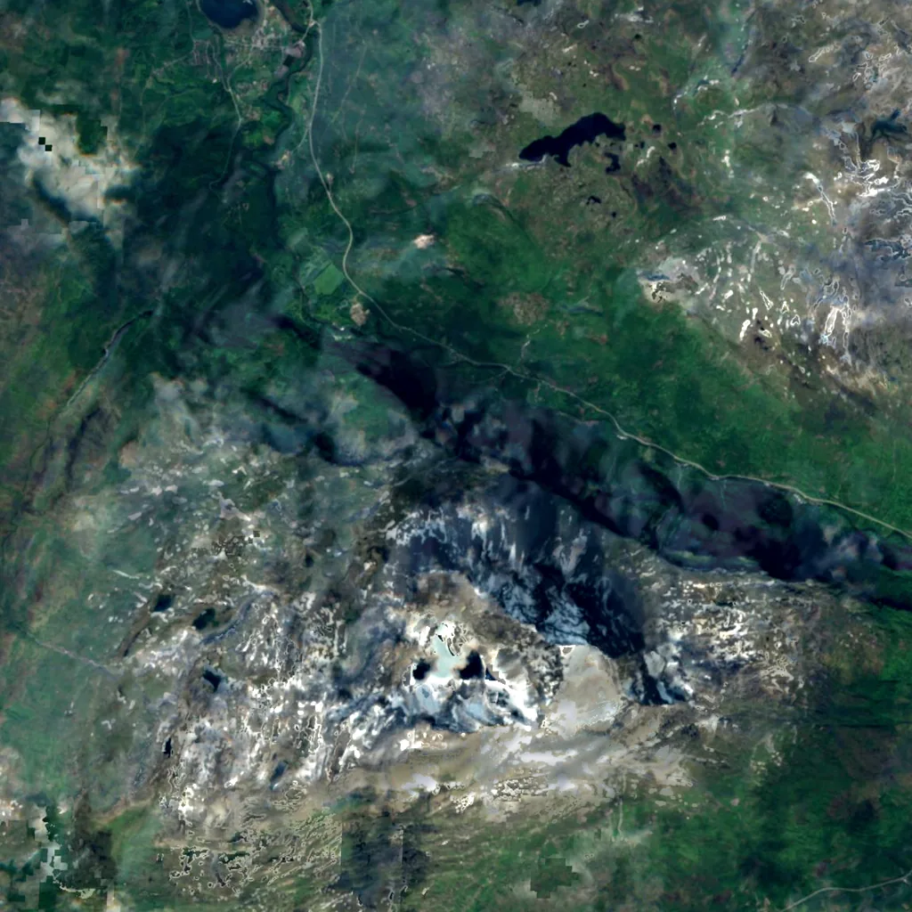 Henrikkafossen seen from above (Sentinel-2)