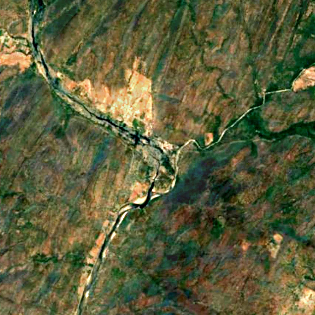 Hogenakkal Falls seen from above (Sentinel-2)