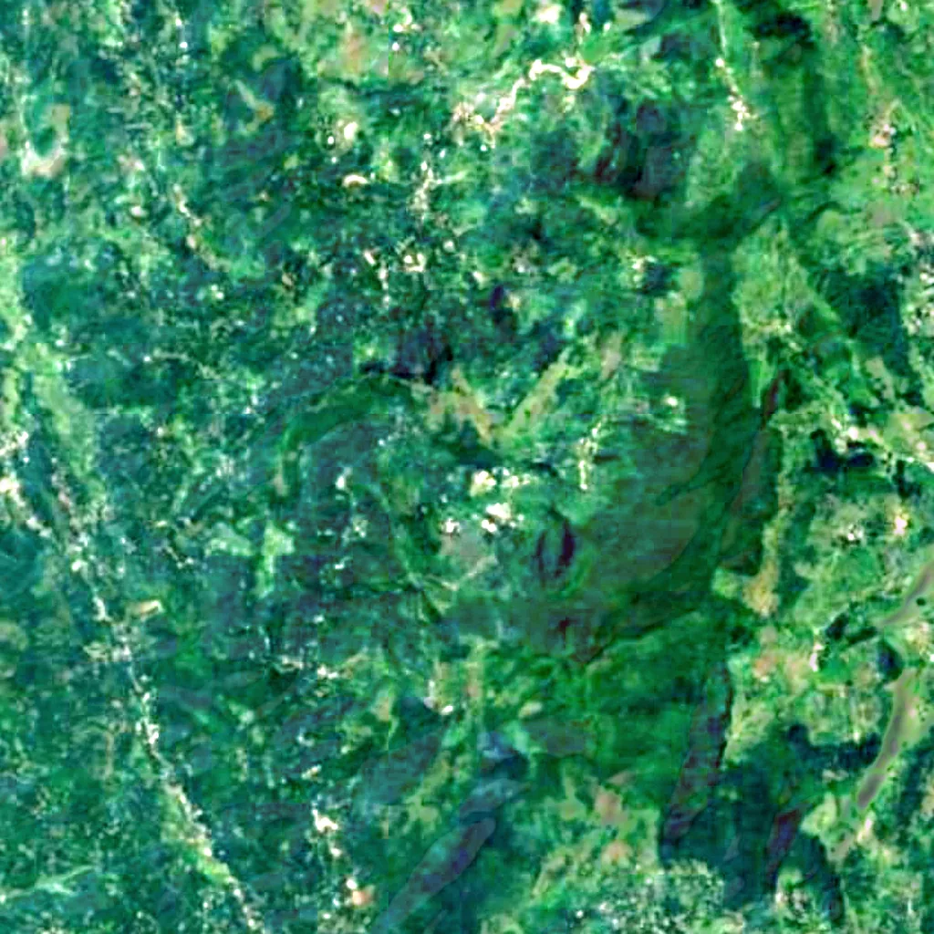 Hunnas Falls seen from above (Sentinel-2)