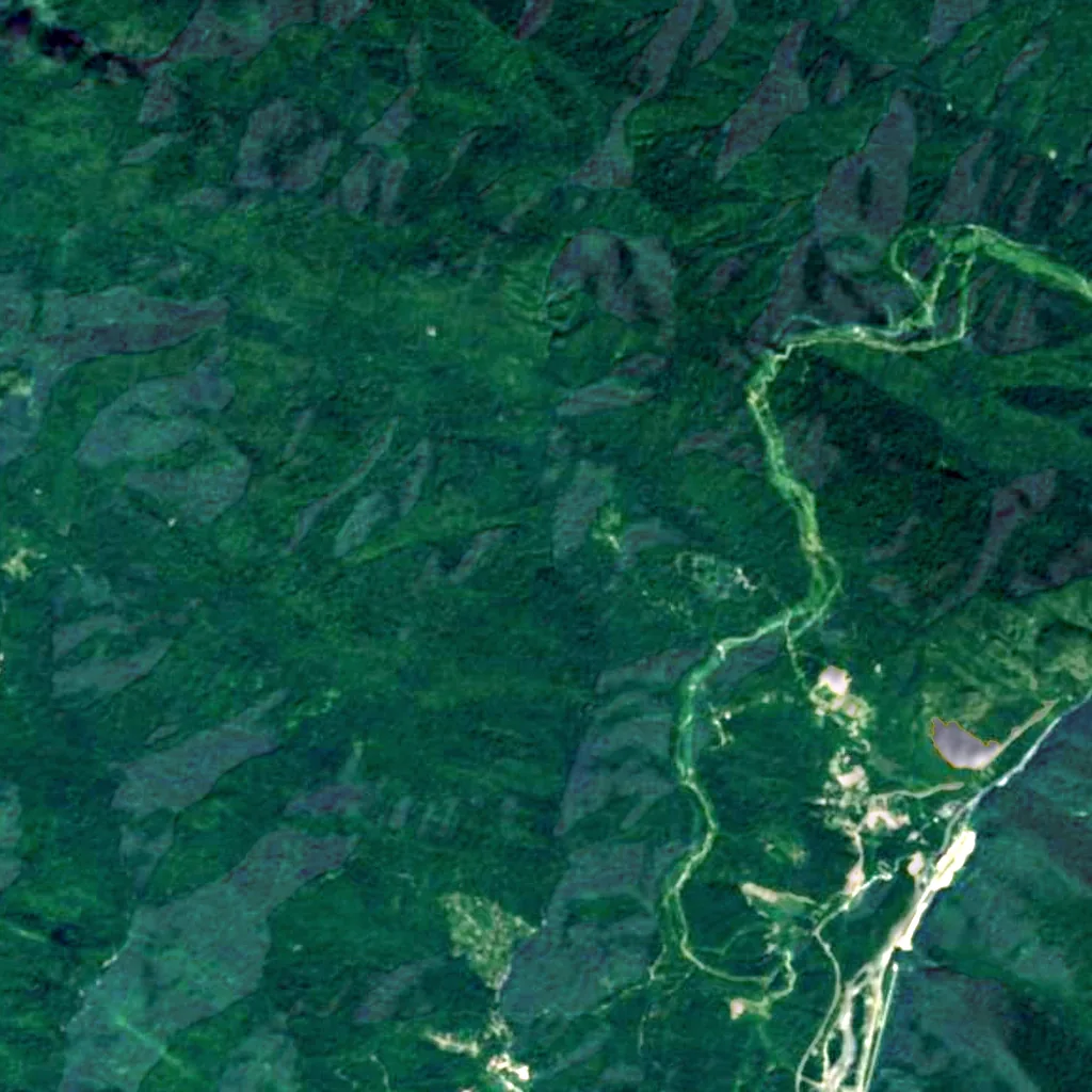 Ivanovsky Waterfall seen from above (Sentinel-2)
