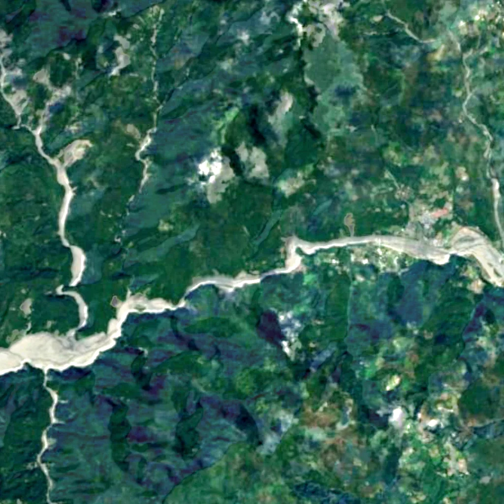 Jinfeng Waterfall seen from above (Sentinel-2)