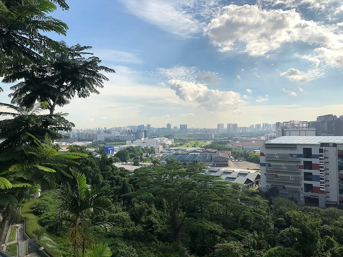 Looking east from the top of Jurong Hill Tower with Bukit Timah visible in the distance