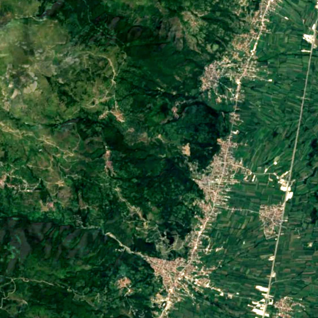 Kamenjane Waterfalls seen from above (Sentinel-2)