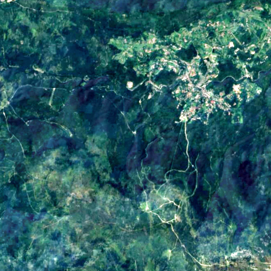 Kamieńczyk Waterfall seen from above (Sentinel-2)