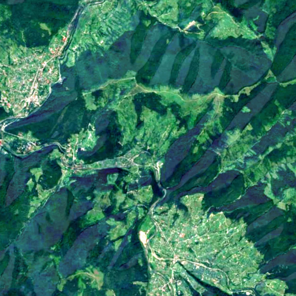 Kaplyvets Waterfall seen from above (Sentinel-2)
