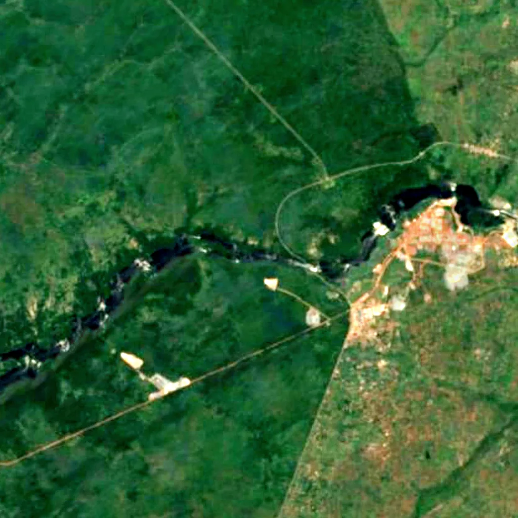 Karuma Falls seen from above (Sentinel-2)
