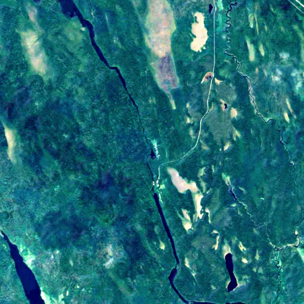 Kivach waterfall seen from above (Sentinel-2)