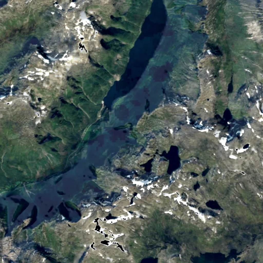 Kjelfossen seen from above (Sentinel-2)