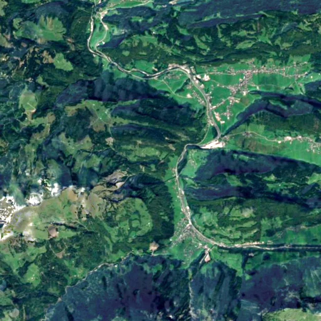 Klauser Wasserfall seen from above (Sentinel-2)