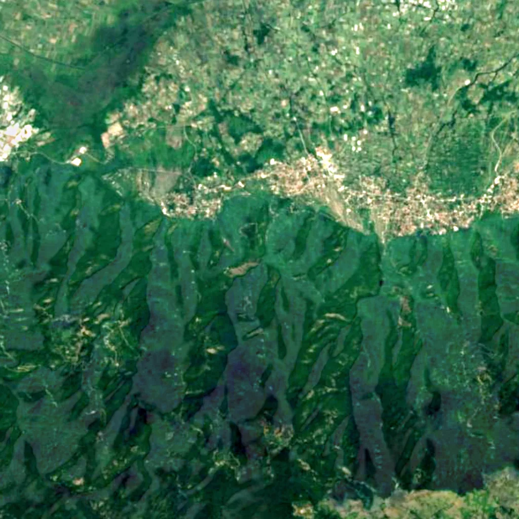 Kolešino Falls seen from above (Sentinel-2)