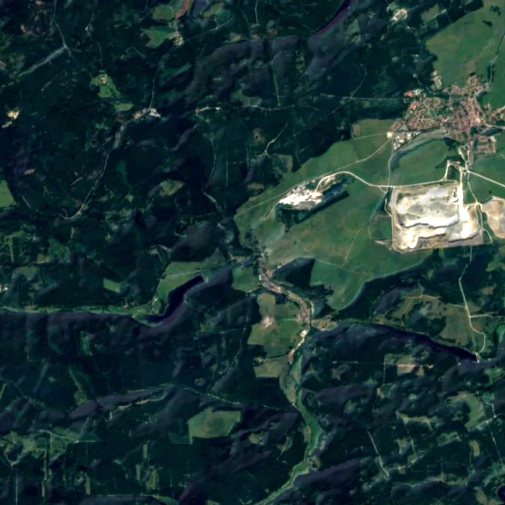 Königshütte Waterfall seen from above (Sentinel-2)