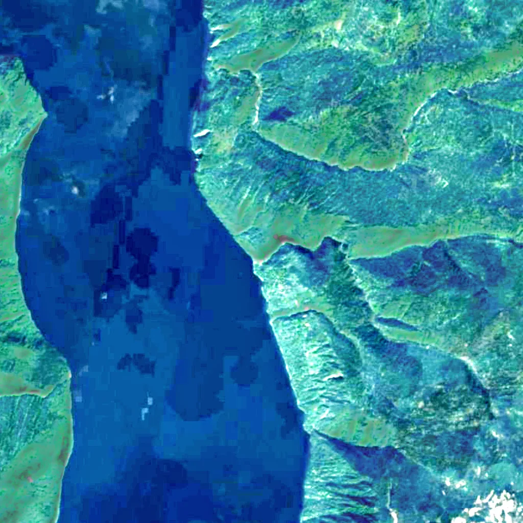 Korbu Waterfall seen from above (Sentinel-2)