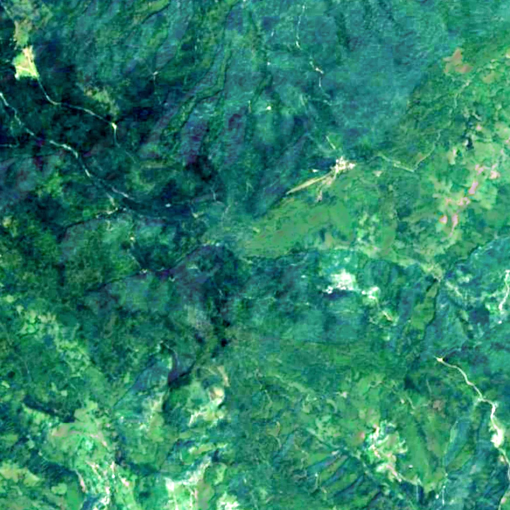 Kozice waterfalls seen from above (Sentinel-2)
