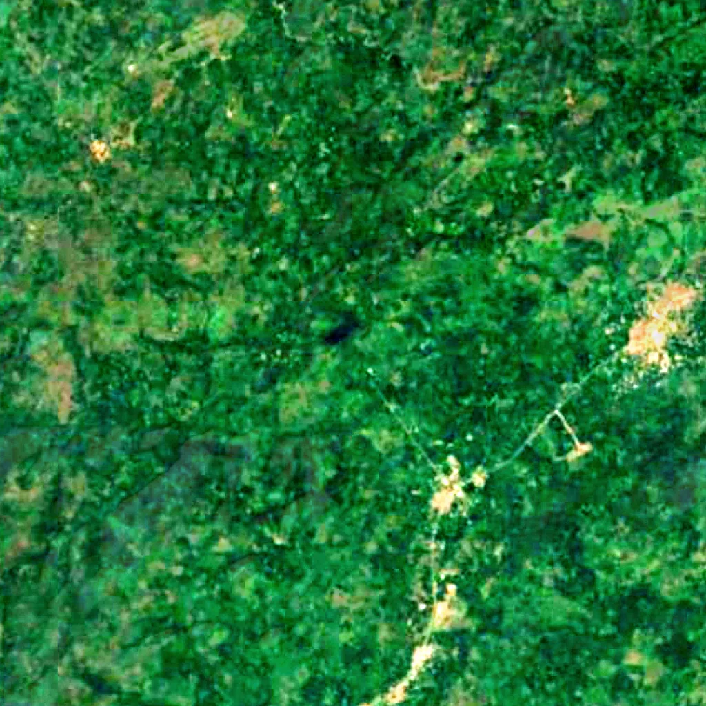 Kpimé Waterfall seen from above (Sentinel-2)