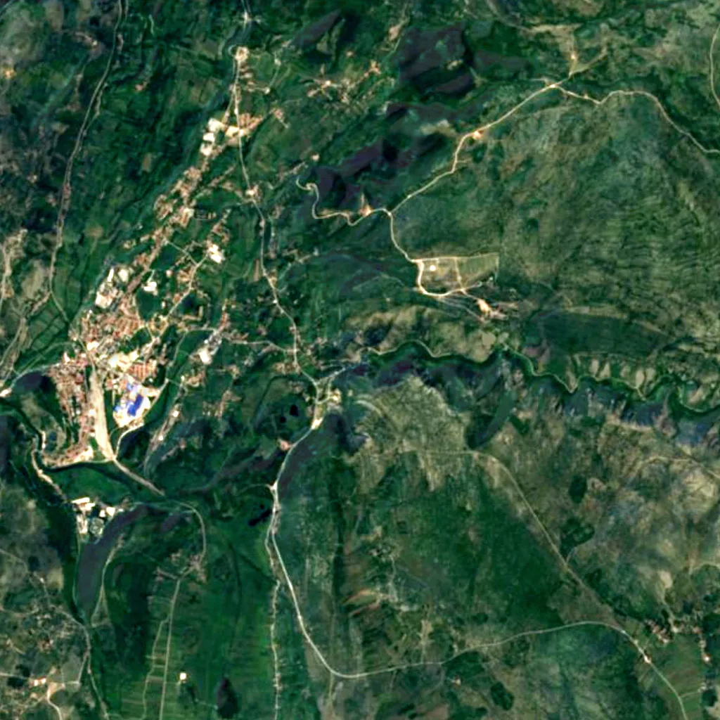 Krčić waterfall seen from above (Sentinel-2)