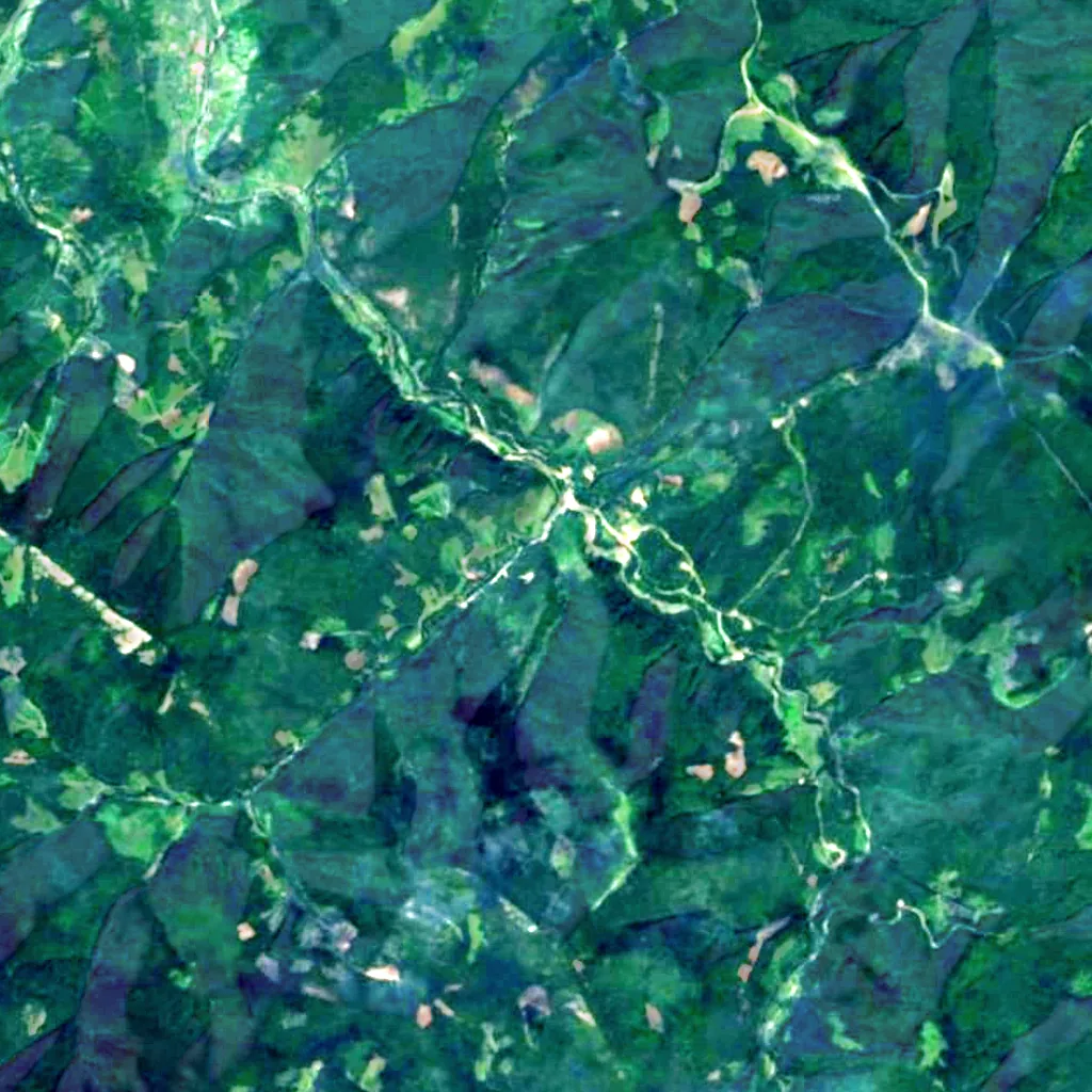 Kudrynets Waterfall seen from above (Sentinel-2)