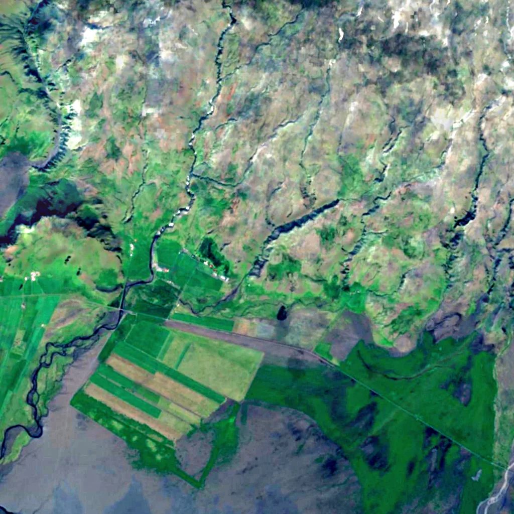 Kvernufoss seen from above (Sentinel-2)