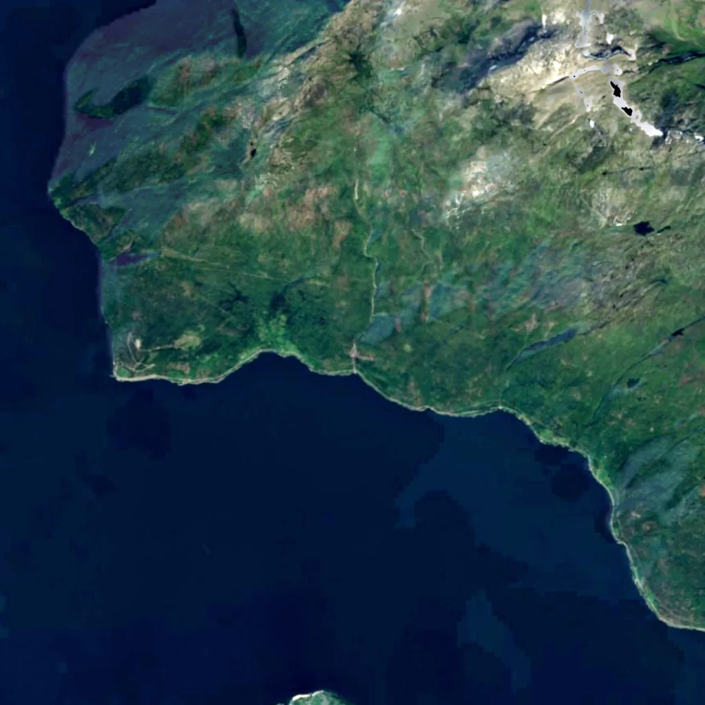 Kvinnefossen seen from above (Sentinel-2)