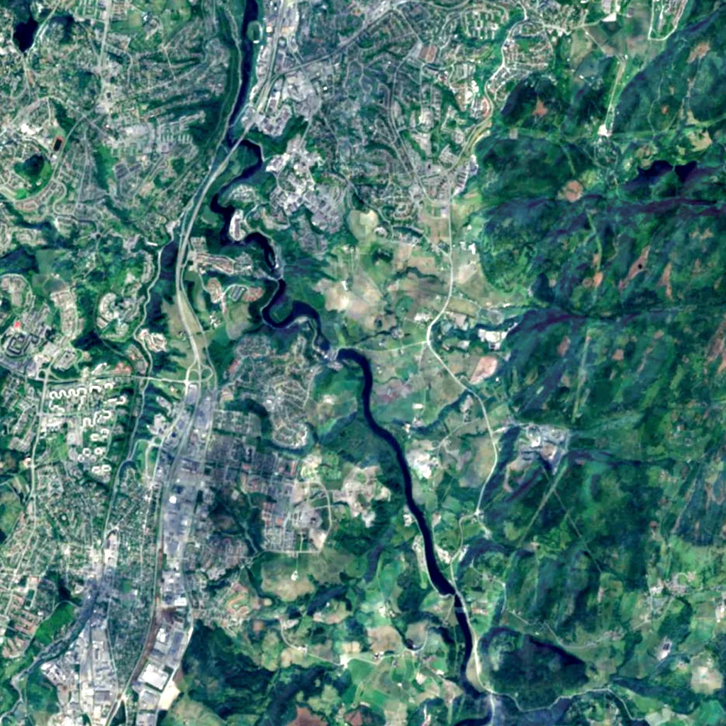 Leirfossen,øvre seen from above (Sentinel-2)