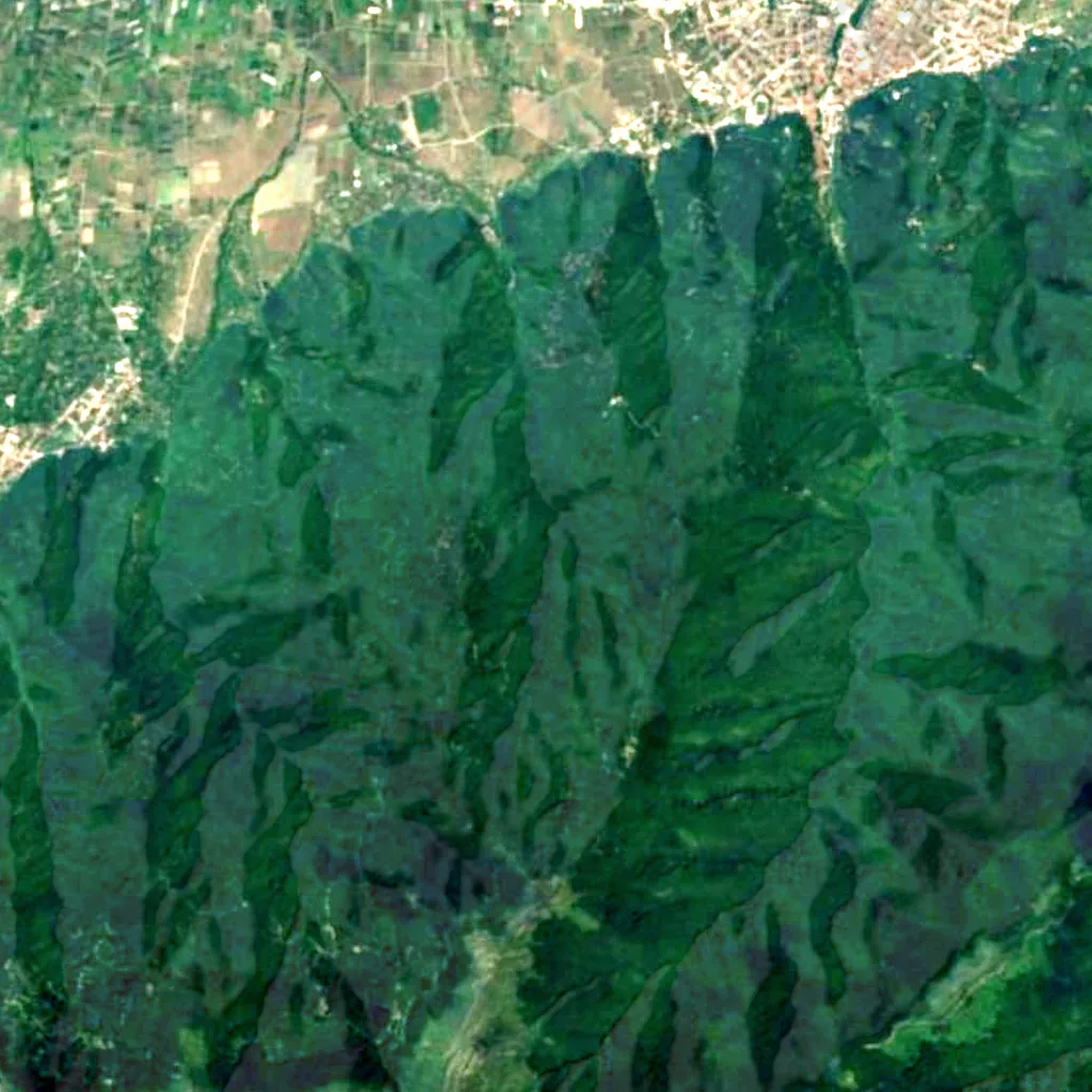 Leshnishki waterfall seen from above (Sentinel-2)