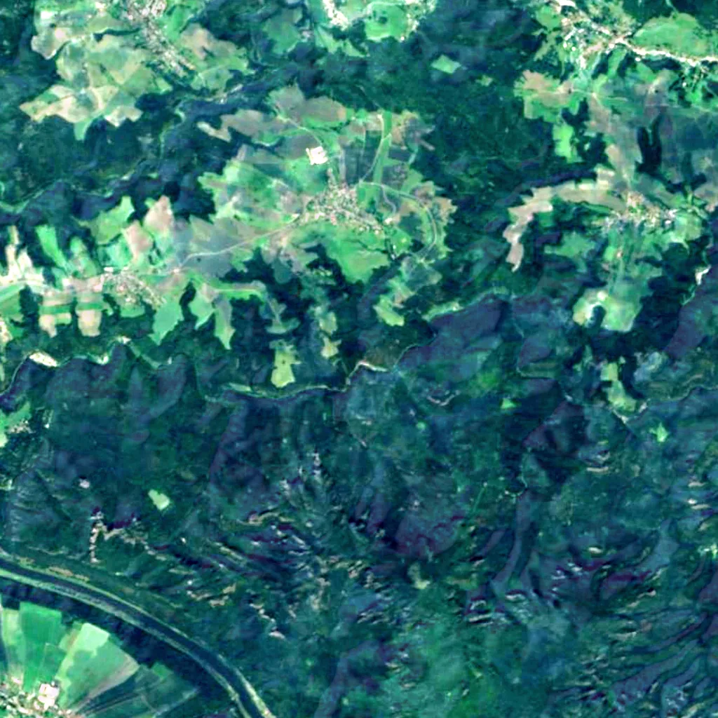 Lichtenhain Waterfall seen from above (Sentinel-2)