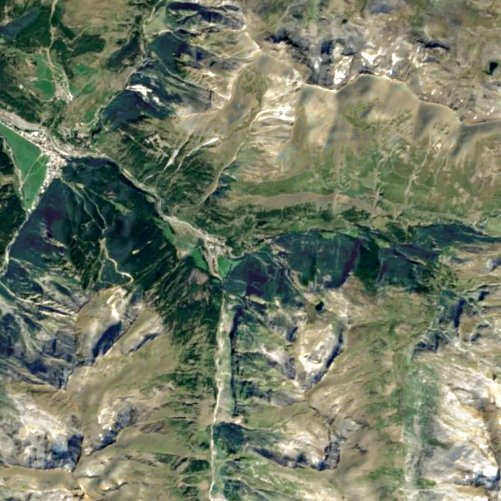 Lillaz waterfalls seen from above (Sentinel-2)