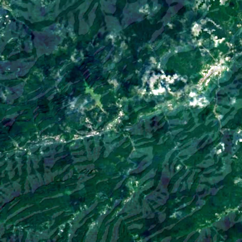 Lingjiao Waterfall seen from above (Sentinel-2)