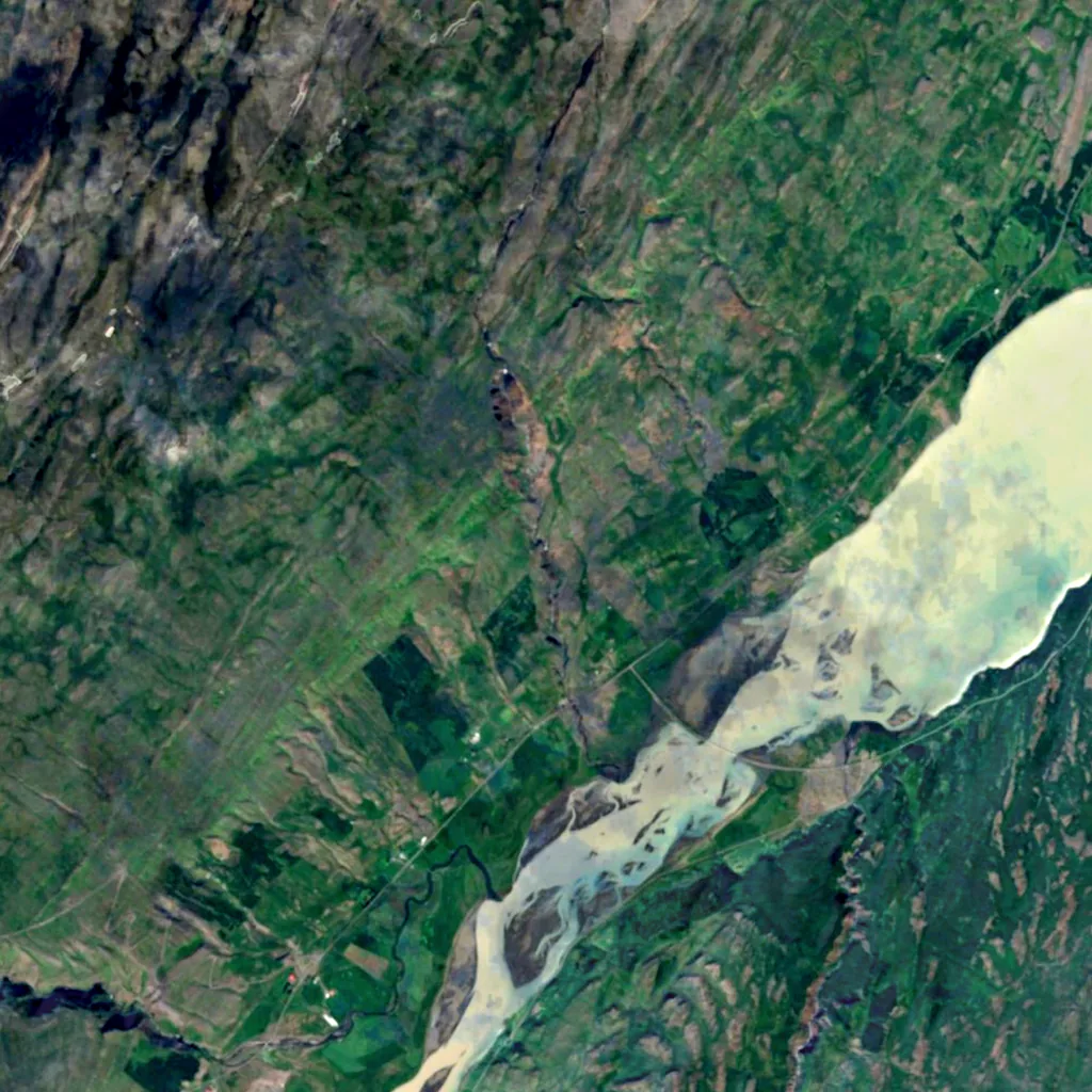 Litlanesfoss seen from above (Sentinel-2)