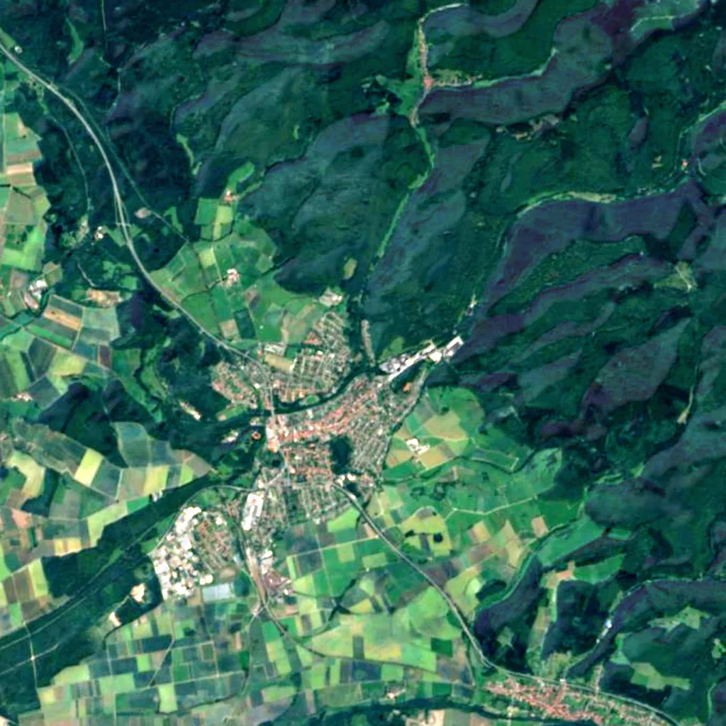 Lonauer Wasserfall seen from above (Sentinel-2)