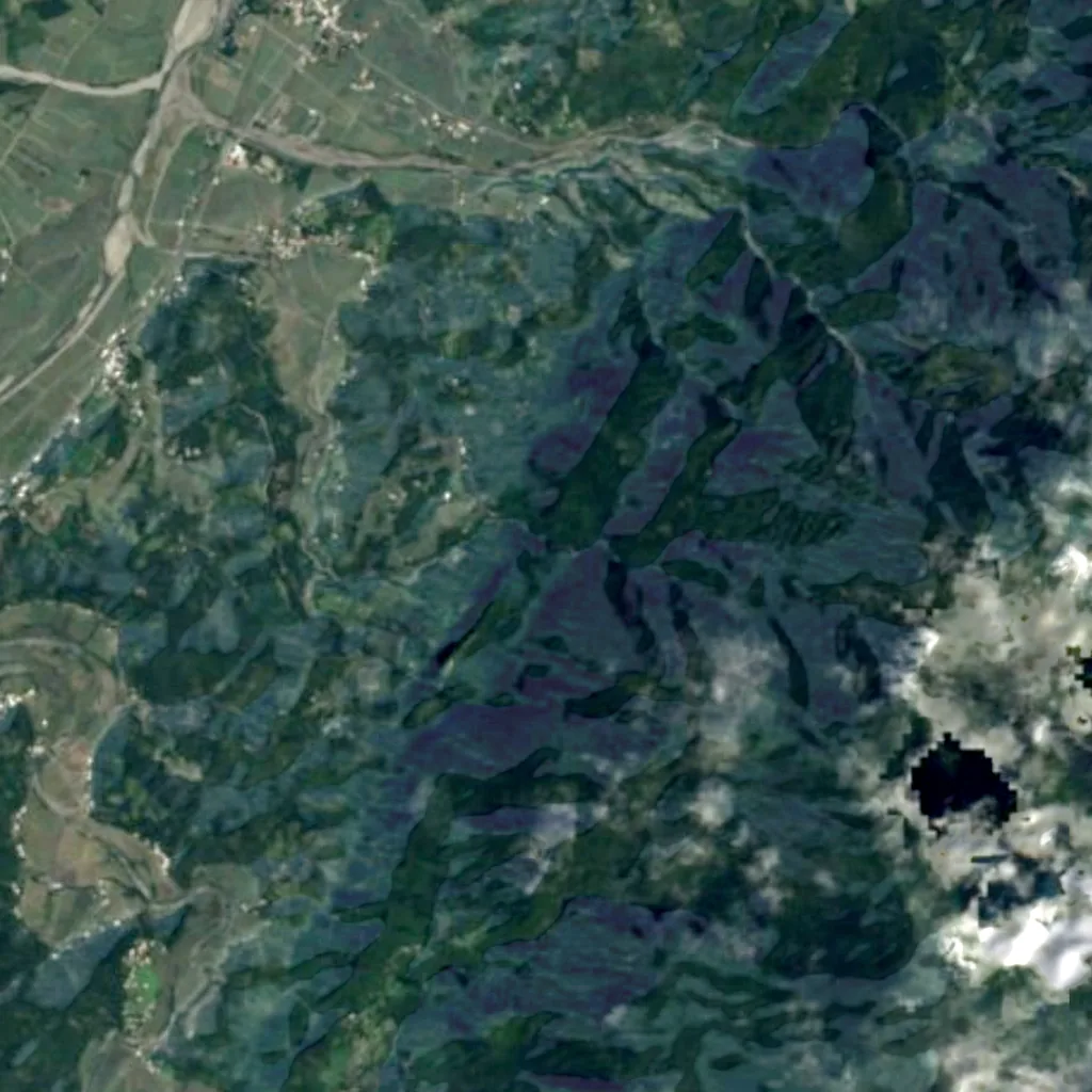 Loshan Waterfall seen from above (Sentinel-2)