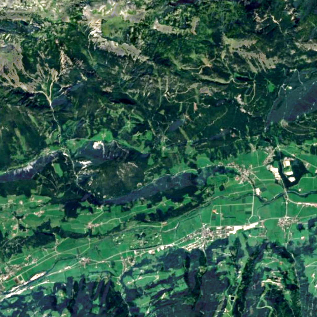 Luserfall seen from above (Sentinel-2)