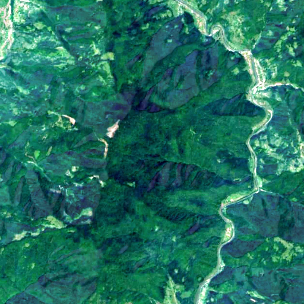 Lykhyi Waterfall seen from above (Sentinel-2)