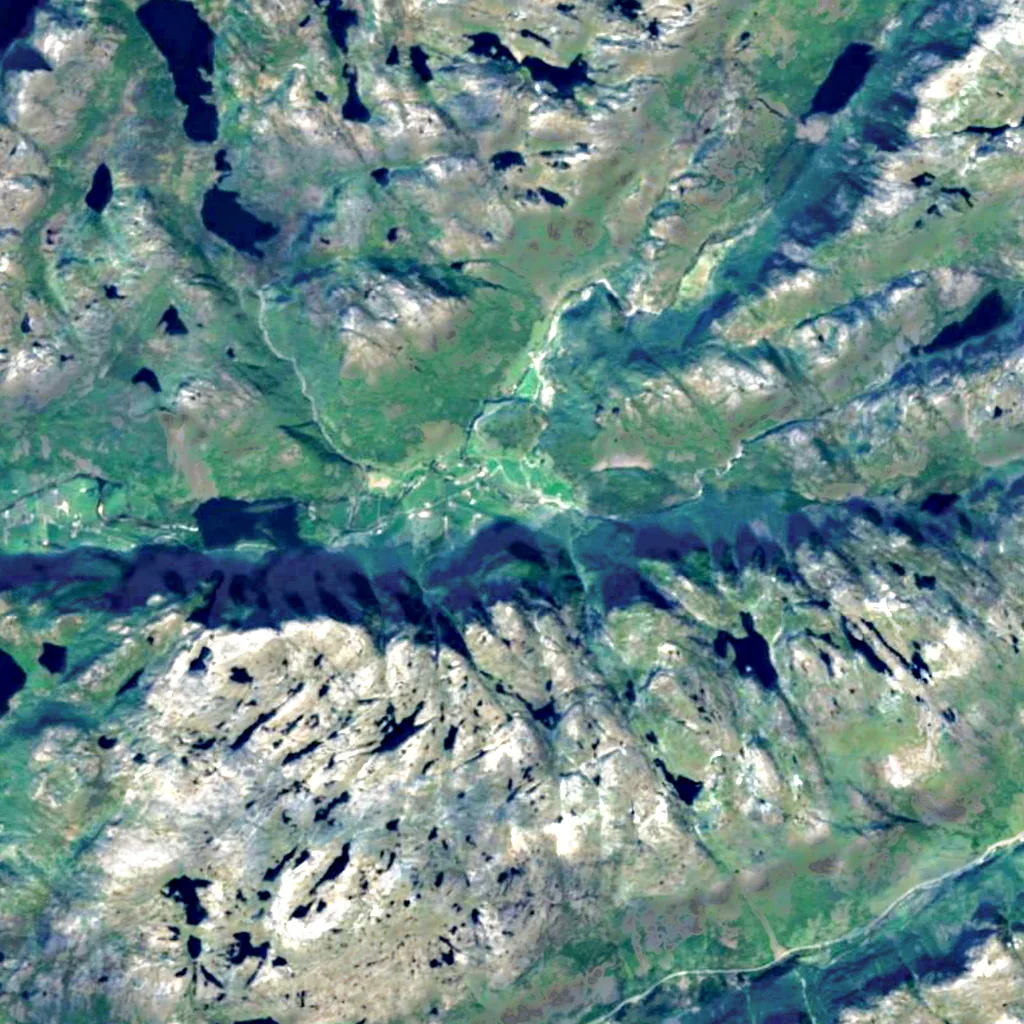 Månafossen seen from above (Sentinel-2)