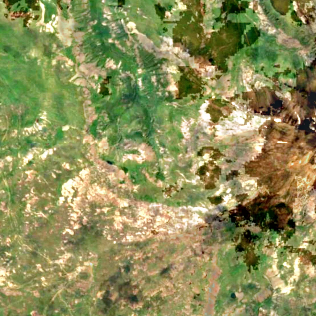 Mantash Waterfalls seen from above (Sentinel-2)