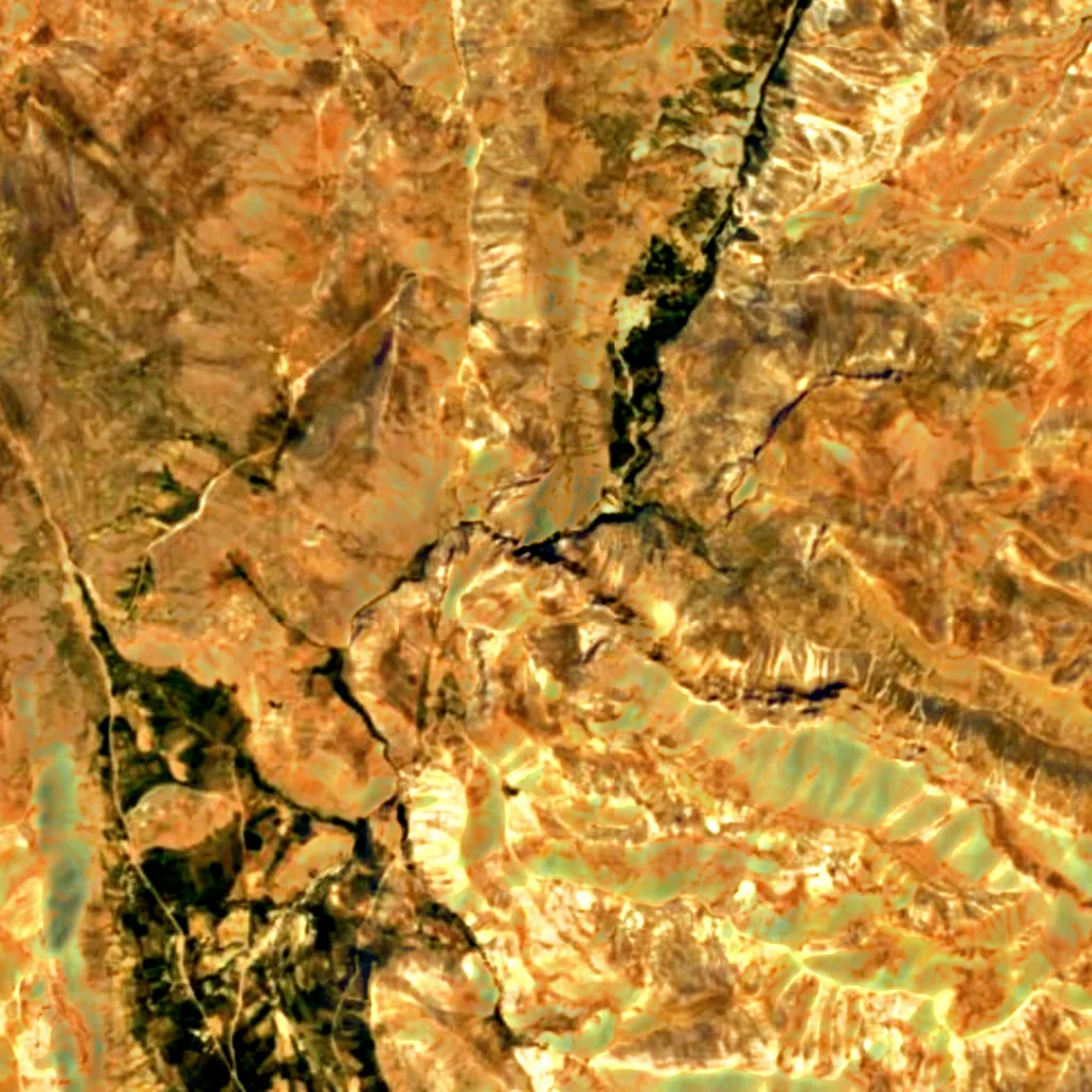 Margoon Waterfall seen from above (Sentinel-2)