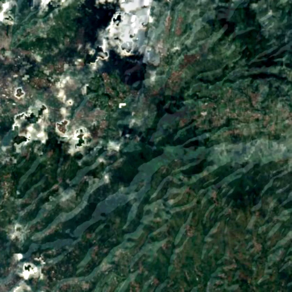 Maribaya Waterfall seen from above (Sentinel-2)