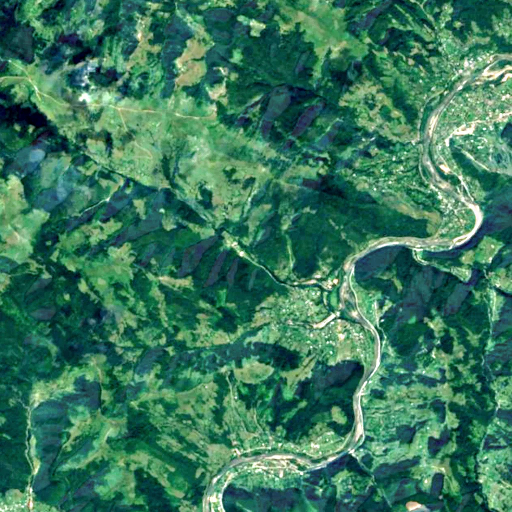 Mlynskyi Waterfall seen from above (Sentinel-2)