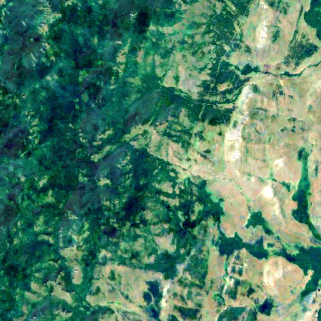 Mogak waterfall seen from above (Sentinel-2)