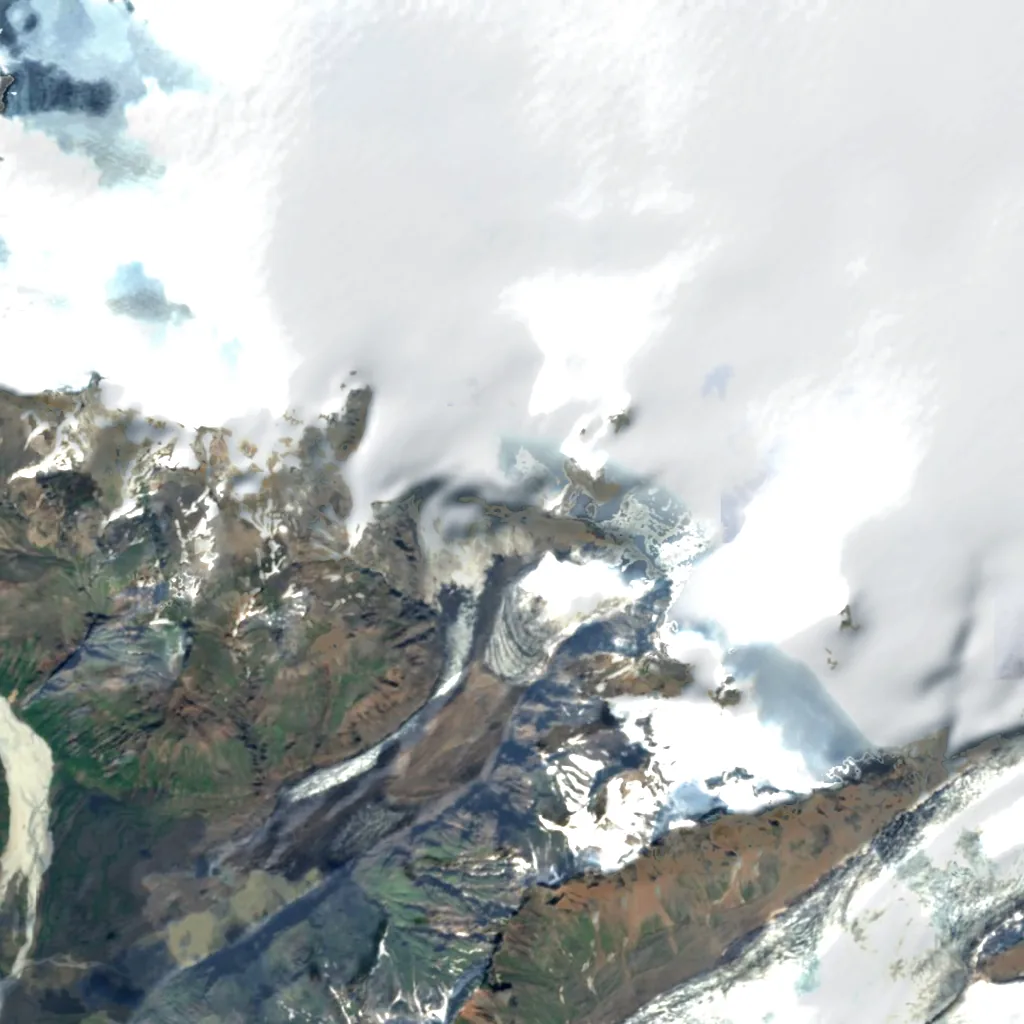 Morsárfoss seen from above (Sentinel-2)
