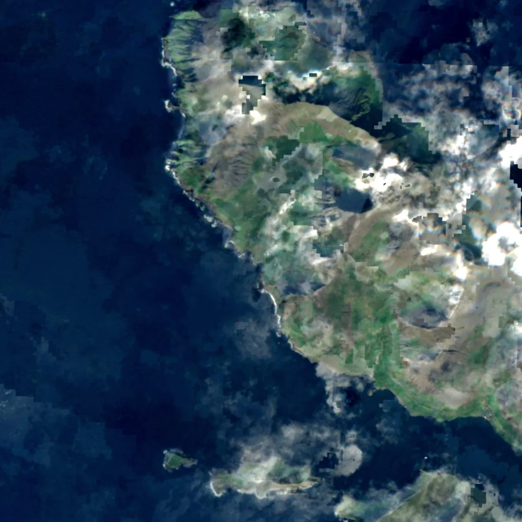 Múlafossur seen from above (Sentinel-2)