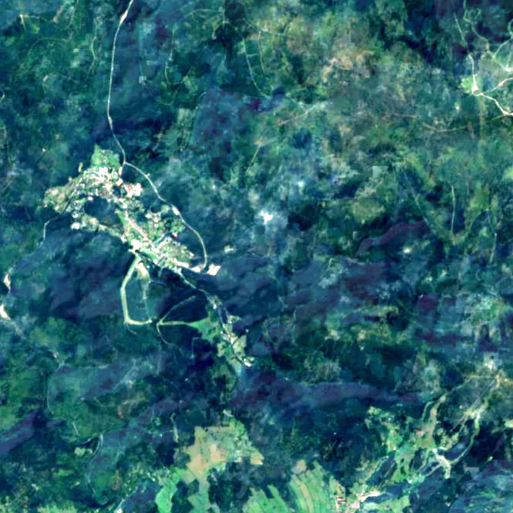 Mumlava Waterfall seen from above (Sentinel-2)