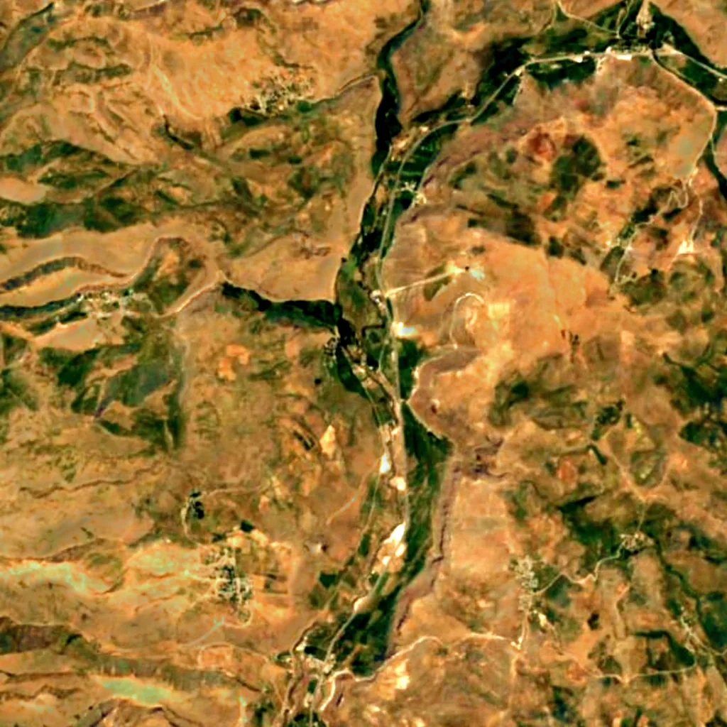 Muradiye Waterfall seen from above (Sentinel-2)