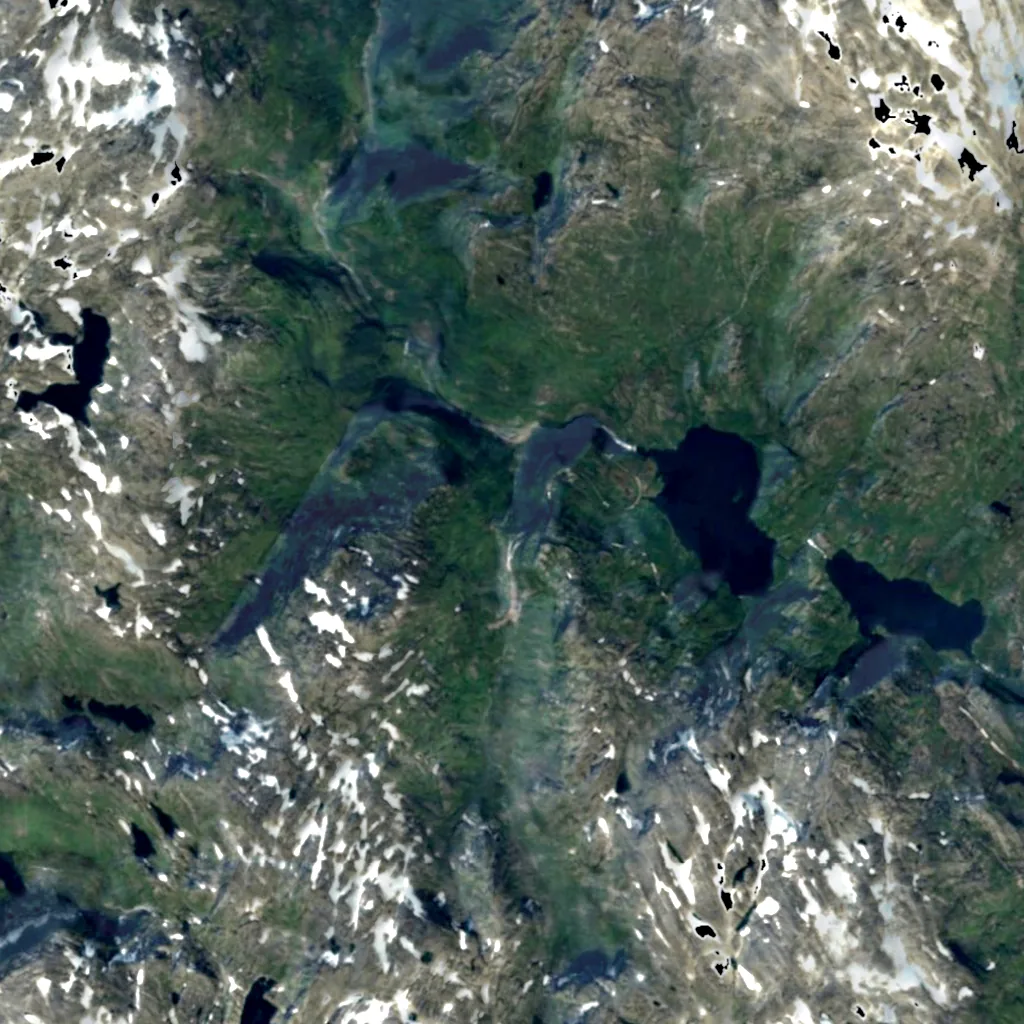 Myrdalsfossen seen from above (Sentinel-2)